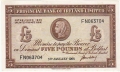 Provincial Bank Of Ireland Ltd 5 Pounds,  5. 1.1972
